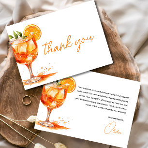 Love at First Spritz Orange Bridal Shower Thank You Card