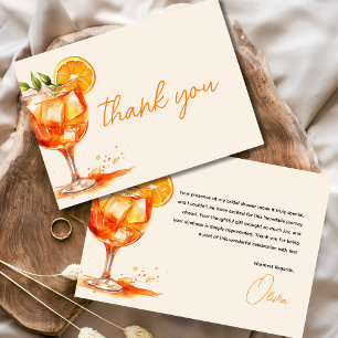 Love at First Spritz Orange Bridal Shower Thank You Card