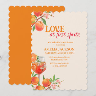 Love at first spritz orange floral Bridal shower Invitation