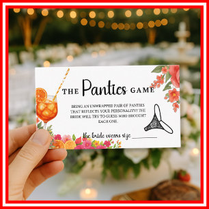 Love at First Spritz Panties Game Bridal Shower  Enclosure Card