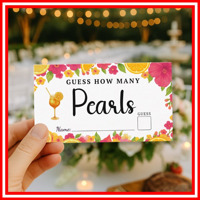 Love at First Spritz Pearls Game Bridal Shower Enclosure Card (Creator Uploaded)