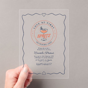 Love at First Spritz Preppy Acrylic Bridal Shower Invitations