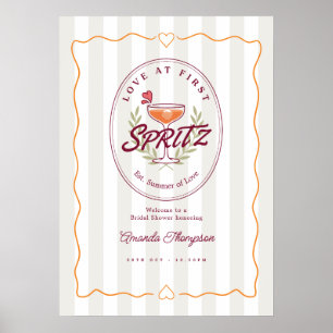 Love at First Spritz Preppy Bridal Shower Welcome Poster