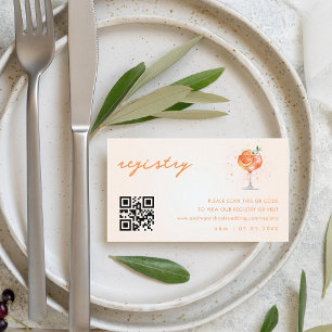 Love at First Spritz Qr Code Wedding Gift Registry Enclosure Card