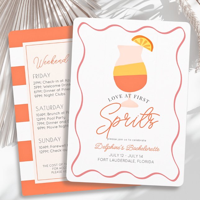 Love at First Spritz Retro Bachelorette Weekend Invitation (Creator Uploaded)