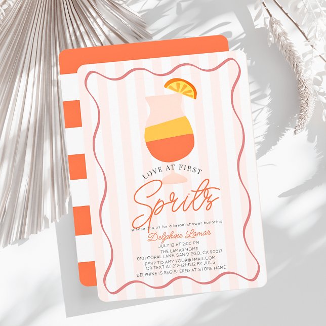 Love at First Spritz Retro Stripe Bridal Shower Invitation (Creator Uploaded)