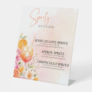 Love at First Spritz Signature Drink Bar Menu Pedestal Sign