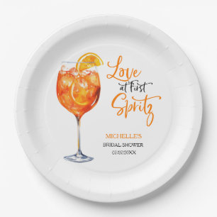 Love at First Spritz Summer Cocktail Bridal Shower Paper Plate