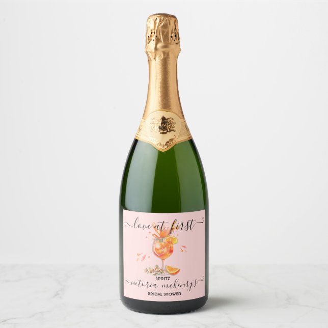 Love at first Spritz that's Amore Bridal Shower Sparkling Wine Label (Front)