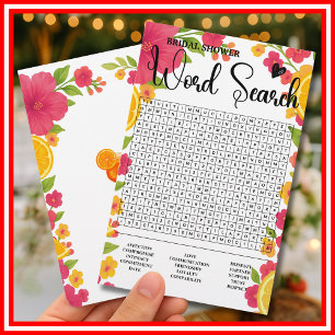 Love at First Spritz Word Search Game Bride Shower