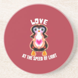 Love at the Speed of Light Penguin Gift Coaster