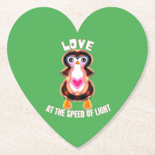 Love at the Speed of Light Penguin Gift Paper Coaster