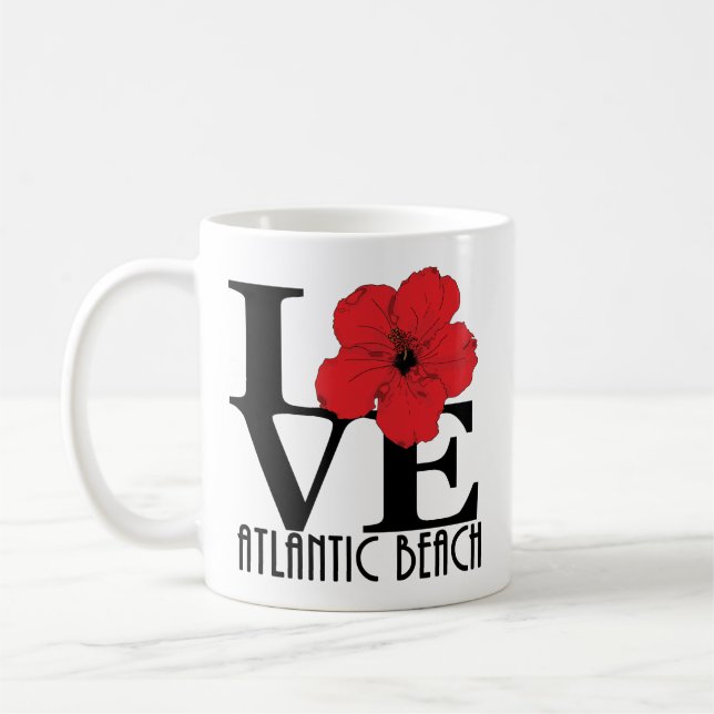 LOVE Atlantic Beach Red Hibiscus 11oz Coffee Mug (Left)