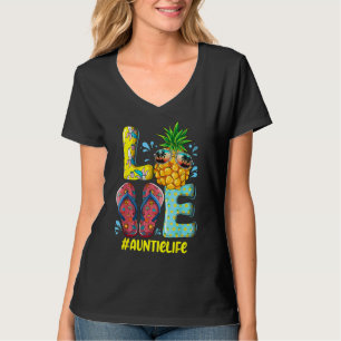 Love Auntie Life Flip Flops Hippie Pineapple Summe T-Shirt