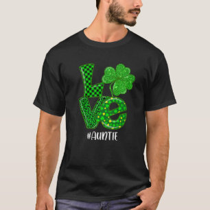 Love Auntie St Patrick's Day Green Plaid Leopard S T-Shirt