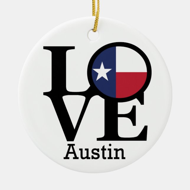 LOVE Austin TX Ceramic Tree Decoration (Front)