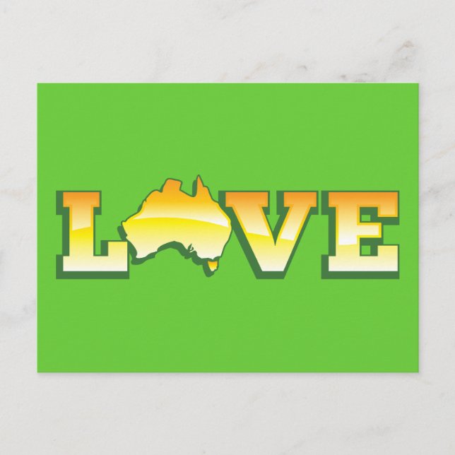 LOVE Australia Aussie Love Heart Map AWESOME! Postcard (Front)