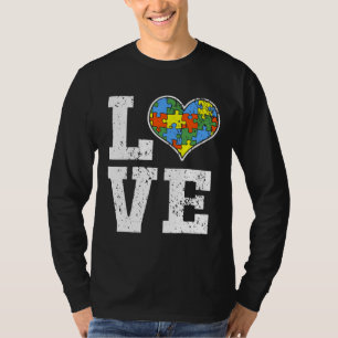 Love Autism Awareness For Kids Mum Dad Heart Autis T-Shirt