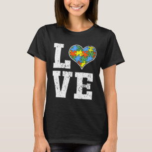 Love Autism Awareness For Kids Mum Dad Heart Autis T-Shirt
