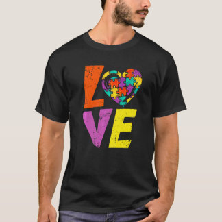 Love Autism Awareness Heart Puzzle Family Matching T-Shirt