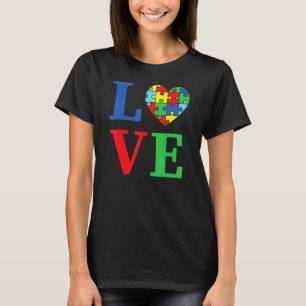 Love Autism Awareness Heart Puzzle Piece Women Men T-Shirt
