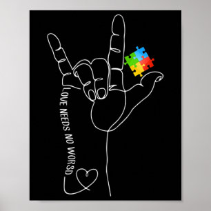 Love Autism Awareness Month Need No Words ASL SPED Poster