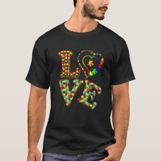 Love Autism Awareness Shirt Puzzle Pieces He Women