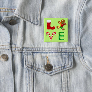 LOVE Autism Christmas 15 Cm Square Badge