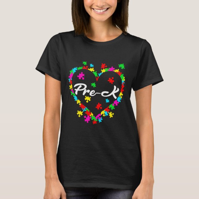 Love Autism Pre K Student Teacher Autism Awareness T-Shirt (Front)