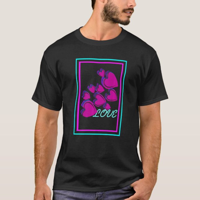 LOVE Awesome Retro Heart Vapour Wave Designs Prese T-Shirt (Front)