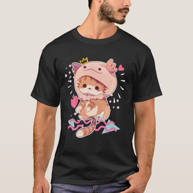 Love Axolotl Hat Cat Cute Axolotl Lover Heart Matc T-Shirt (Front)