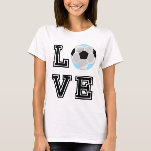 Love Baby Blue Soccer - Black Letters   T-Shirt