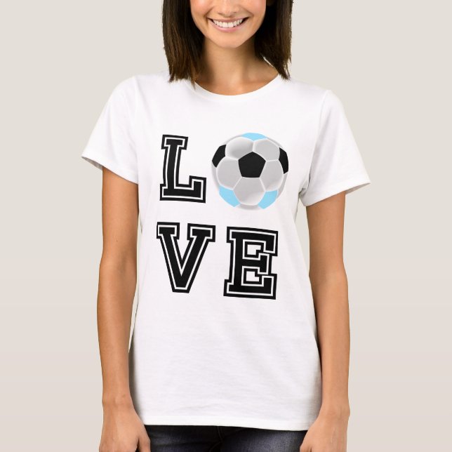 Love Baby Blue Soccer - Black Letters   T-Shirt (Front)