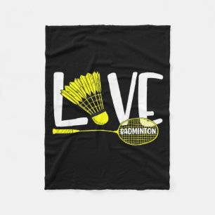 Love Badminton Cute Racket And Shuttle Sports Fan Fleece Blanket