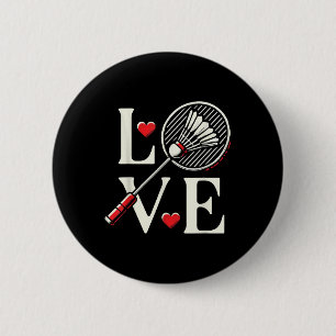 Love Badminton Player Heart Racket Shuttle 6 Cm Round Badge