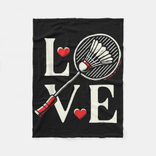 Love Badminton Player Heart Racket Shuttle  Fleece Blanket