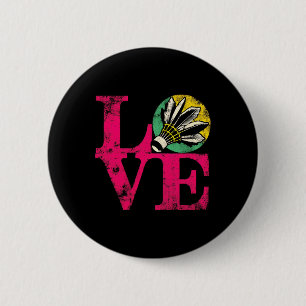 Love Badminton - Vintage Colourful Badminton Shutt 6 Cm Round Badge