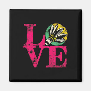 Love Badminton - Vintage Colourful Badminton Shutt Magnet