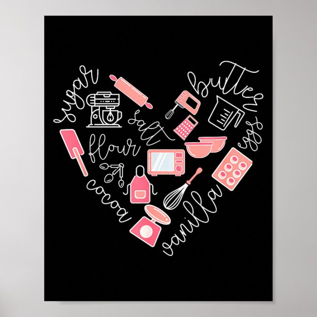 Love Baking Tools For Bakers Gift Women Cute Nk  Poster (Front)