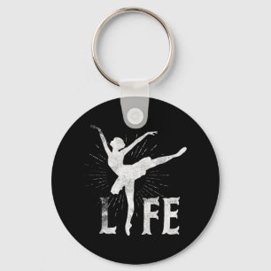 Love Ballet Life T Shirt Dancer Gifts Dancing Ball Key Ring