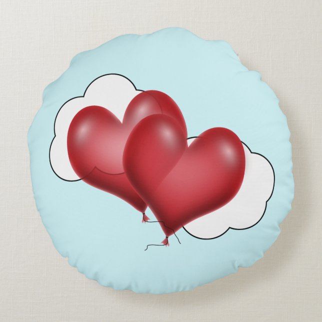 Love Balloon Hearts Valentine Round Cushion (Back)