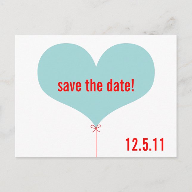 Love Balloon Save the Date Announcement Postcard (Front)