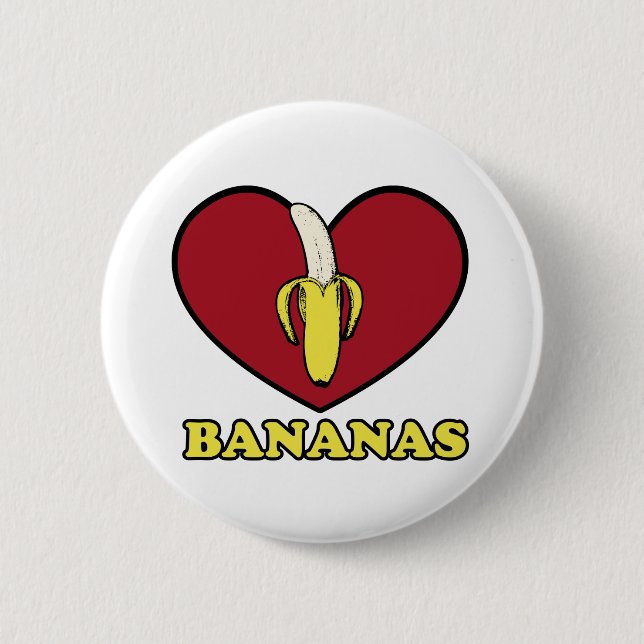 love banana 6 cm round badge (Front)