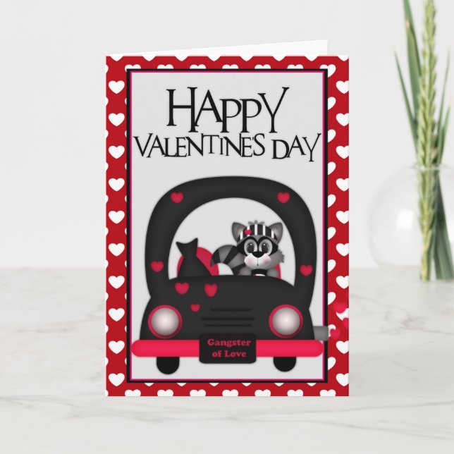 Love Bandit Happy Valentine Racoon Greeting Card (Front)
