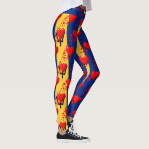 LOVE BARBADOS Flag Red Hearts RUN YOUR RACE Custom Leggings