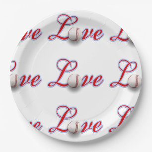 Love Baseball For The Love Of The Game Paper Plate