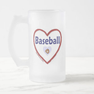 Love Baseball Frosted Glass Beer Mug