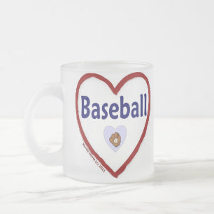 Love Baseball Frosted Glass Coffee Mug