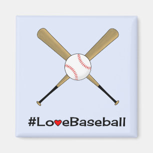 Love baseball hashtag slogan sports blue magnet