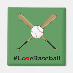 Love baseball hashtag slogan sports green magnet
